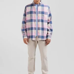 Chemise à carreaux en coton rose coupe Regular