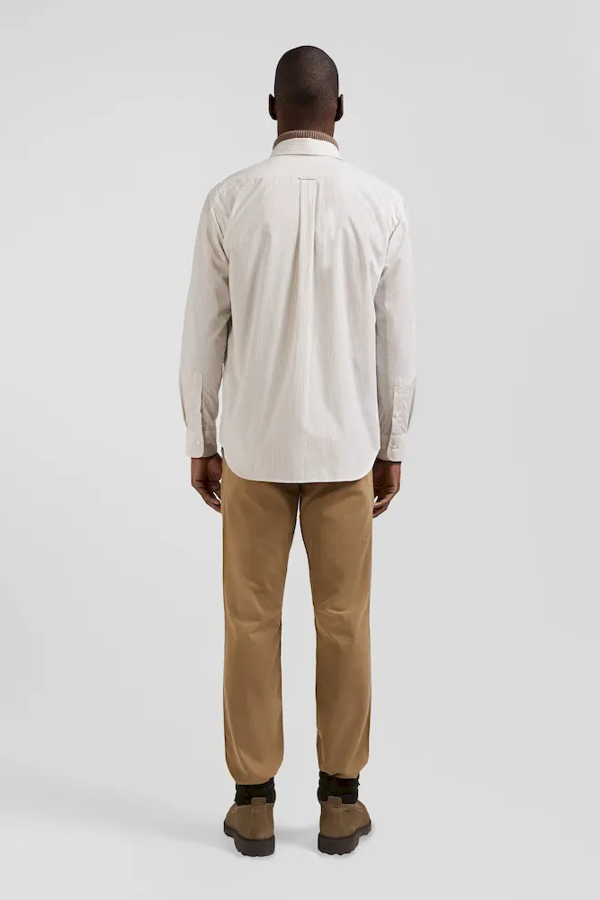 Chemise rayée en coton beige coupe Regular jacquard – Bild 6