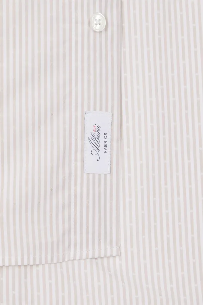 Chemise rayée en coton beige coupe Regular jacquard – Bild 9