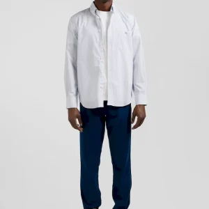 Chemise rayée en coton ciel coupe Regular jacquard