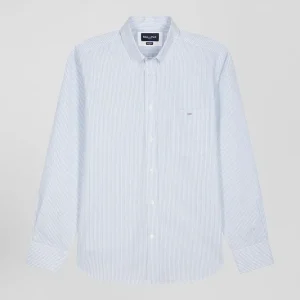 Alternative view of Chemise rayée en coton ciel coupe Regular jacquard