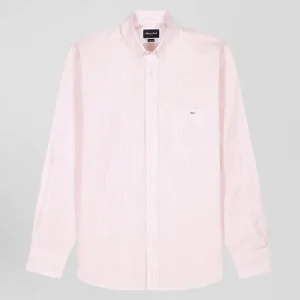 Alternative view of Chemise rayée en coton rose coupe Regular jacquard