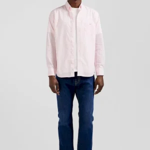 Chemise rayée en coton rose coupe Regular jacquard