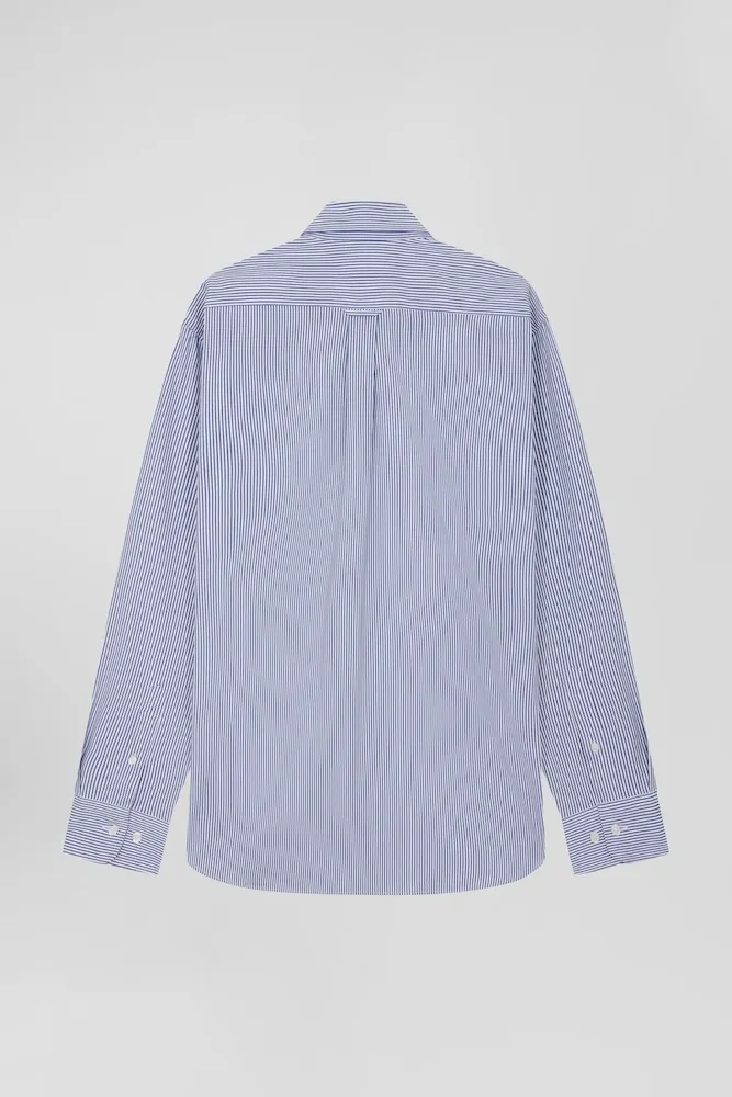 Chemise en popeline de coton bleu marine à rayures bâton coupe Regular – Bild 4