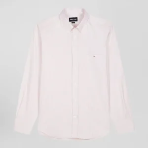 Alternative view of Chemise en popeline de coton rose à rayures bâton coupe Regular