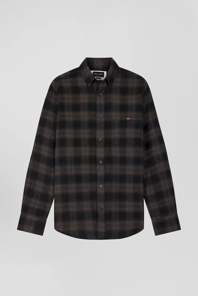 Chemise à Carreaux En Flanelle De Coton Noire Coupe Regular
