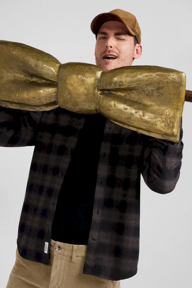 Chemise à carreaux en flanelle de coton noire coupe Regular – Bild 3