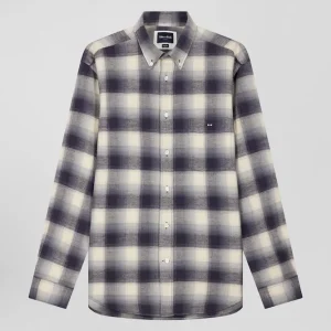 Alternative view of Chemise à carreaux en coton indigo coupe Regular