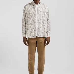Chemise en popeline de coton imprimé floral coupe Regular