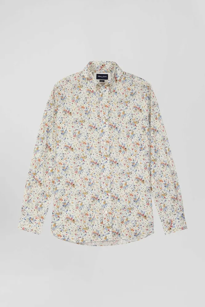 Chemise En Popeline De Coton Imprimé Floral Coupe Regular