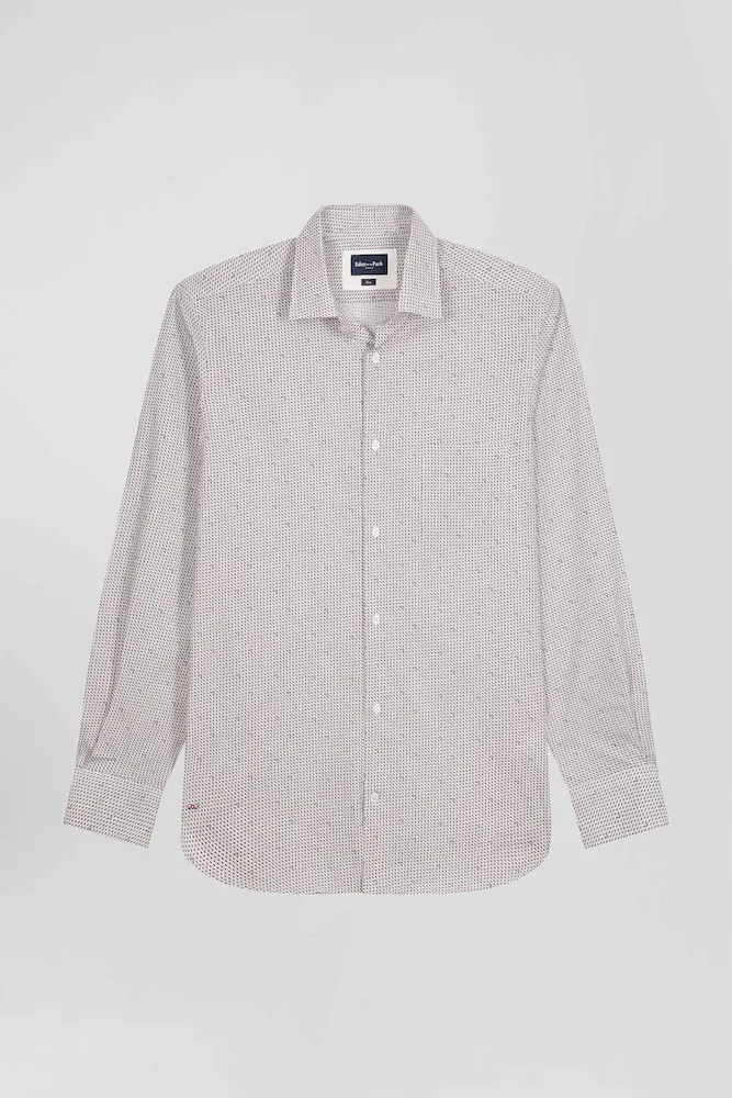 Chemise En Coton à Micro-motifs Rose Coupe Slim