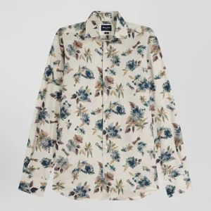 Alternative view of Chemise en coton à imprimé floral beige coupe Slim