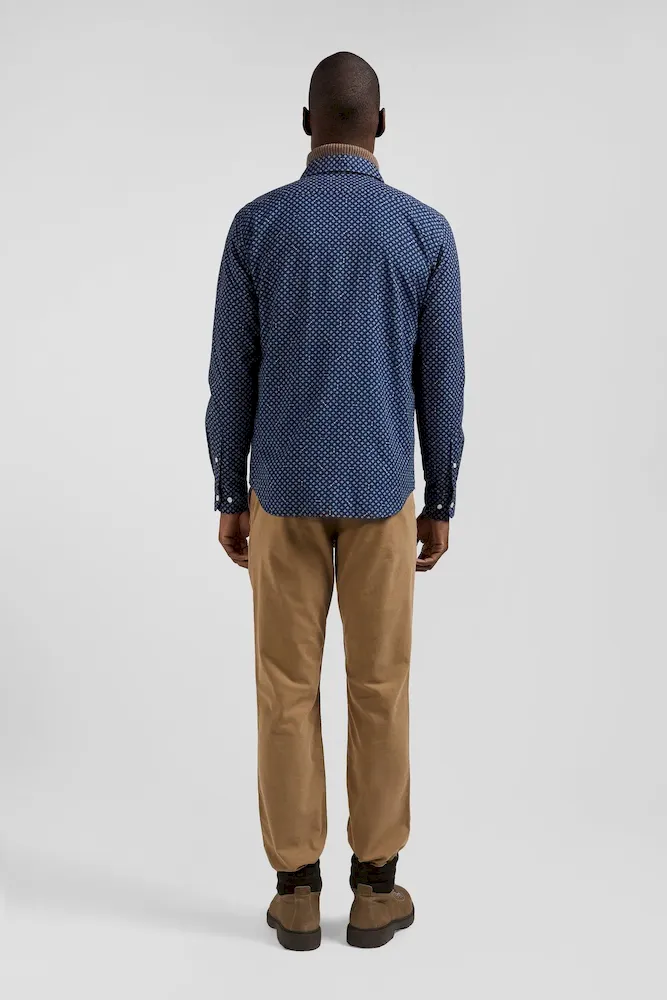 Chemise en popeline de coton indigo imprimé graphique coupe Slim – Bild 5