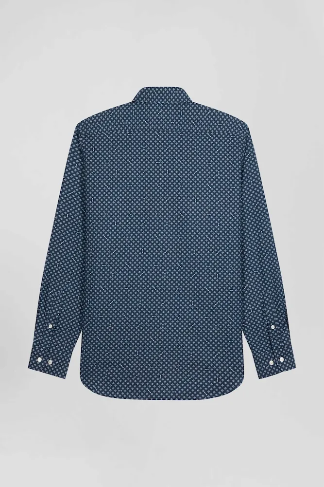 Chemise en popeline de coton indigo imprimé graphique coupe Slim – Bild 6
