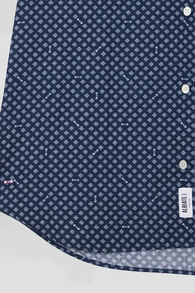 Chemise en popeline de coton indigo imprimé graphique coupe Slim – Bild 9