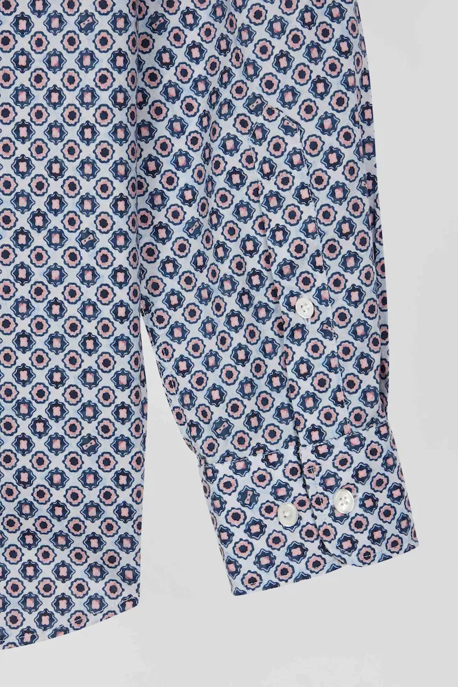 Chemise en coton à micro-motifs ciel coupe Slim – Bild 9