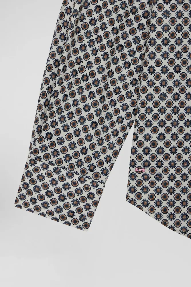 Chemise en coton à micro-motifs écru coupe Slim – Bild 5