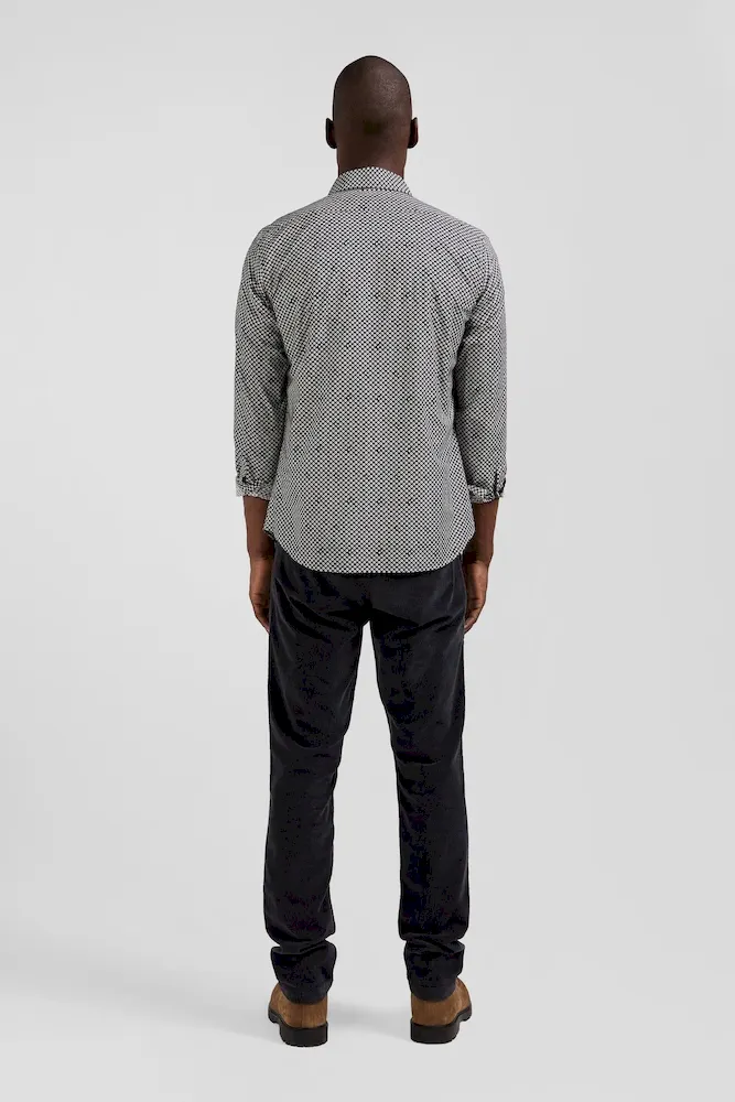 Chemise en popeline de coton grise imprimé graphique coupe Slim – Bild 5