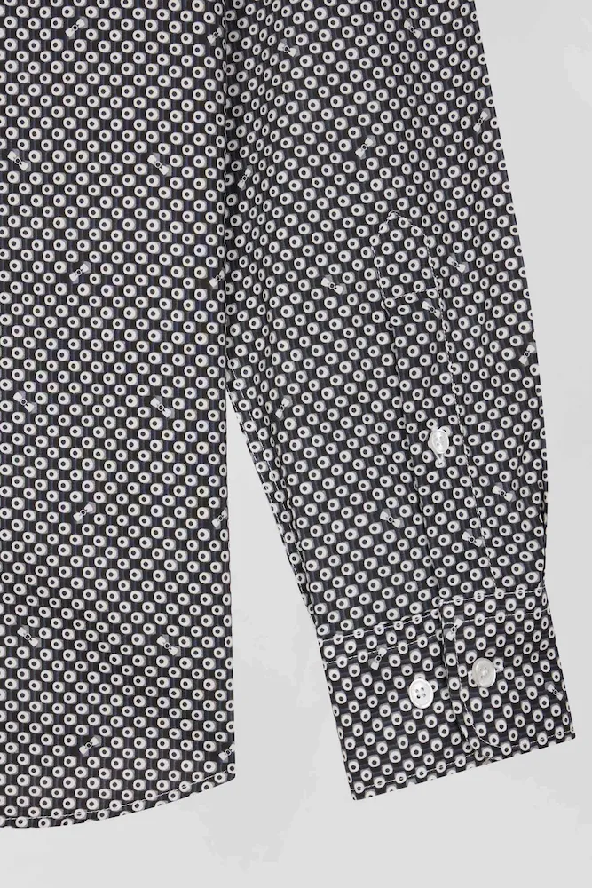 Chemise en popeline de coton grise imprimé graphique coupe Slim – Bild 9