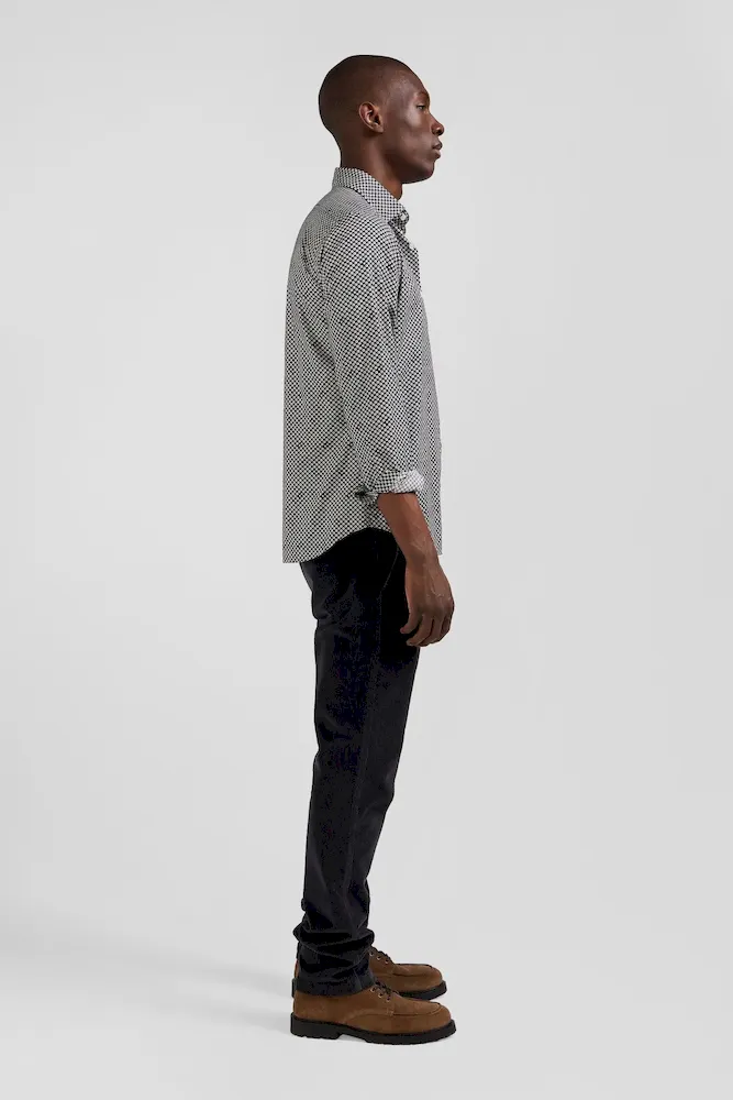 Chemise en popeline de coton grise imprimé graphique coupe Slim – Bild 4