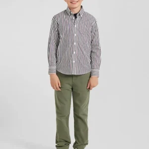 Chemise rayée en coton bordeaux coupe Regular