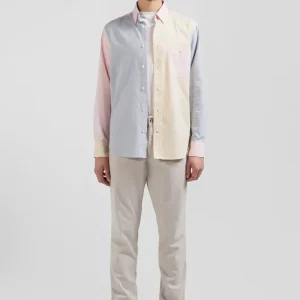 Chemise en coton tricolore ciel coupe Regular