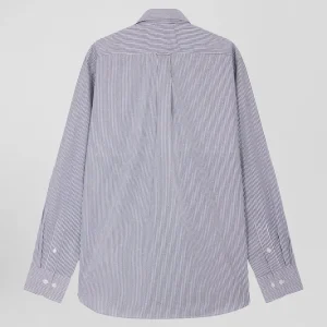 Alternative view of Chemise en coton jacquard bleu marine à rayures bâtons coupe Regular