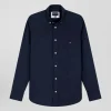 Chemise en popeline de coton bleu marine coupe Regular