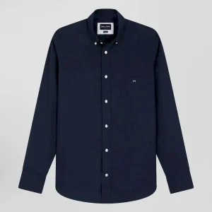Chemise en popeline de coton bleu marine coupe Regular