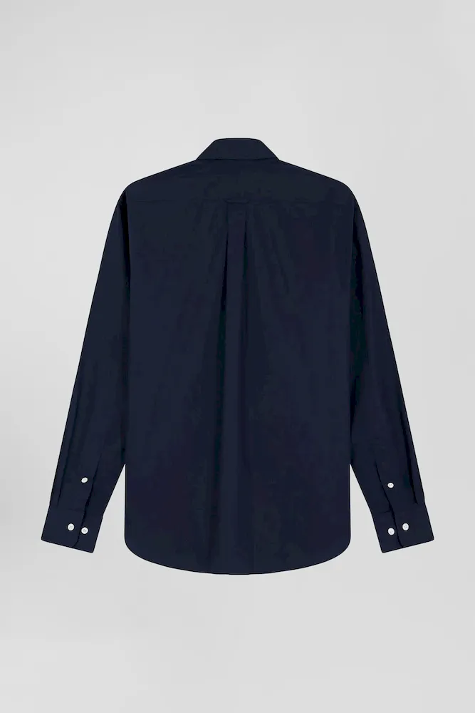 Chemise En Popeline De Coton Bleu Marine Coupe Regular