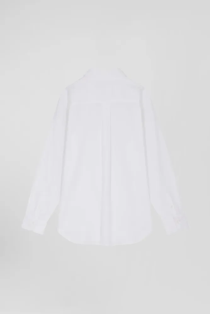 Chemise en popeline de coton blanche coupe Relaxed – Bild 4