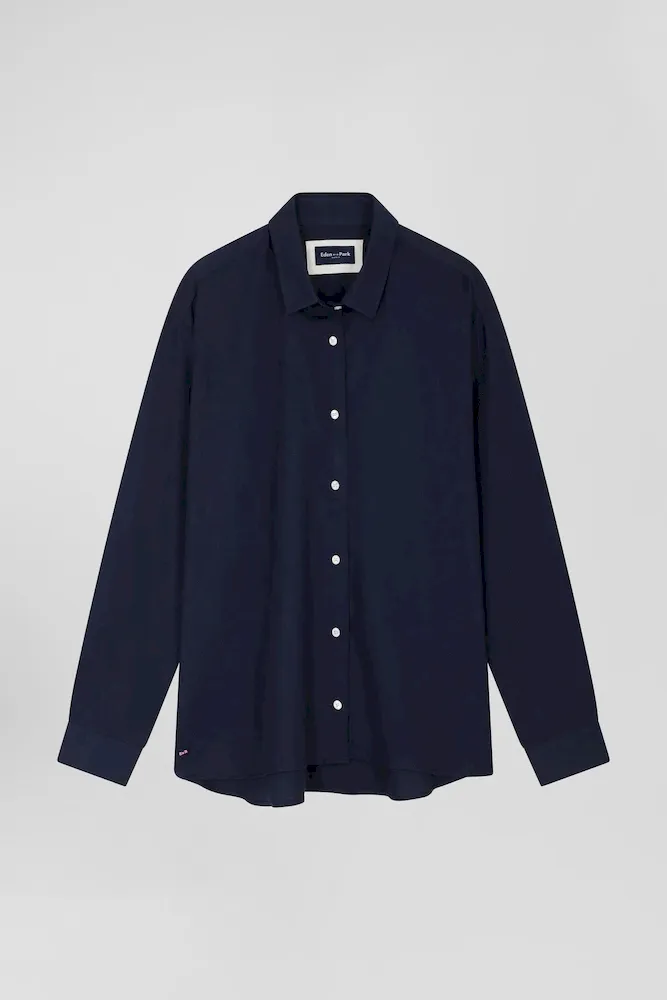 Chemise En Coton Et Cachemire Indigo Coupe Oversized