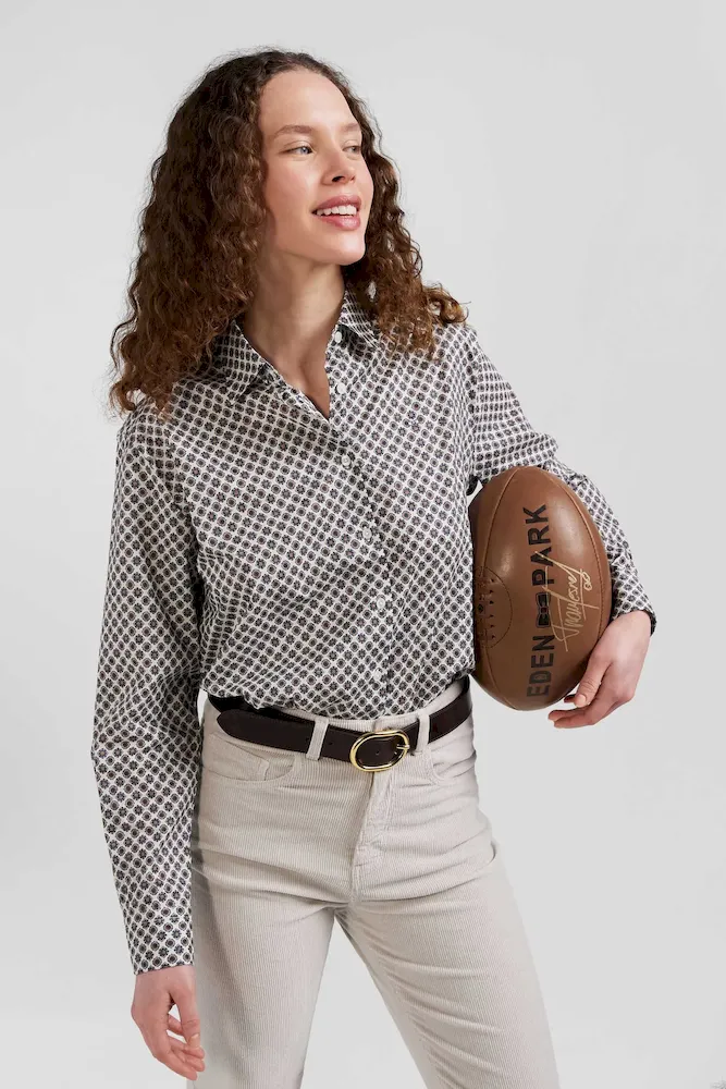 Chemise en coton ivoire microimprimé graphique coupe Regular – Bild 3