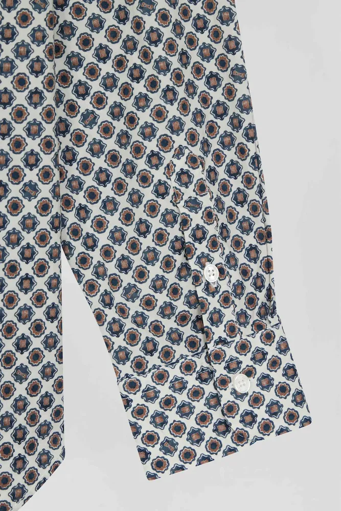 Chemise en coton ivoire microimprimé graphique coupe Regular – Bild 9