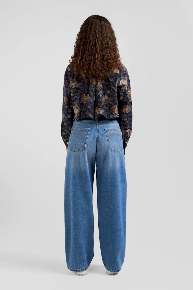 Chemise en flanelle de coton bleu marine imprimé floral coupe Relaxed – Bild 6