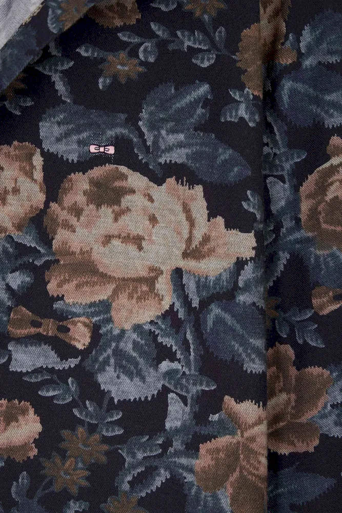 Chemise en flanelle de coton bleu marine imprimé floral coupe Relaxed – Bild 8