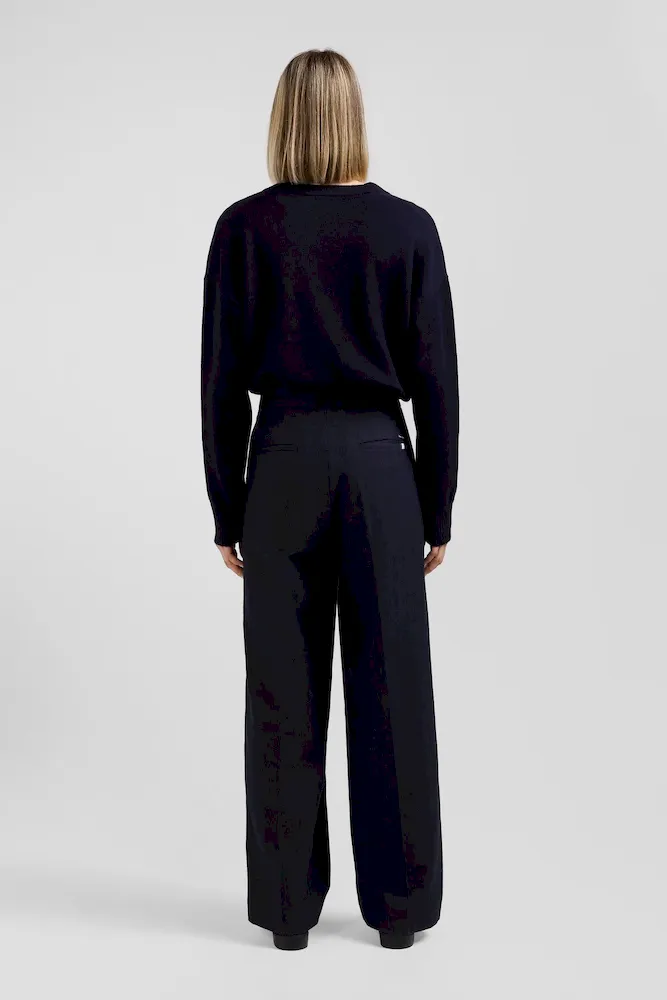 Cardigan en laine et coton bleu marine coupe Relaxed – Bild 6