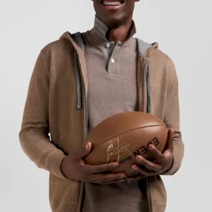 Sweatshirt zippé en maille laine et coton marron coupe Regular