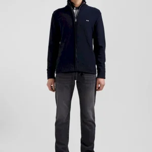 Cardigan en coton avec broderie au dos bleu marine