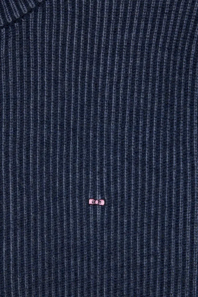 Cardigan zippé en laine et coton bleu marine coupe Regular – Bild 8