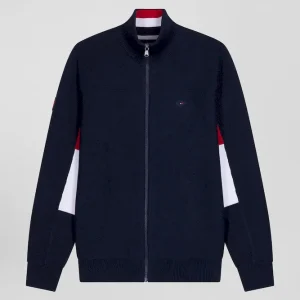 Alternative view of Cardigan zippé XV de France en coton bleu marine coupe Regular détails tricolores