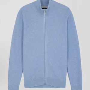 Alternative view of Cardigan zippé à col montant uni ciel en coton