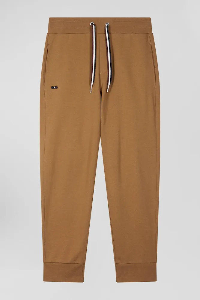 Pantalon Jogging En Molleton Gratté Noisette Coupe Relaxed