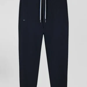 Alternative view of Pantalon jogging en molleton gratté bleu marine coupe Relaxed