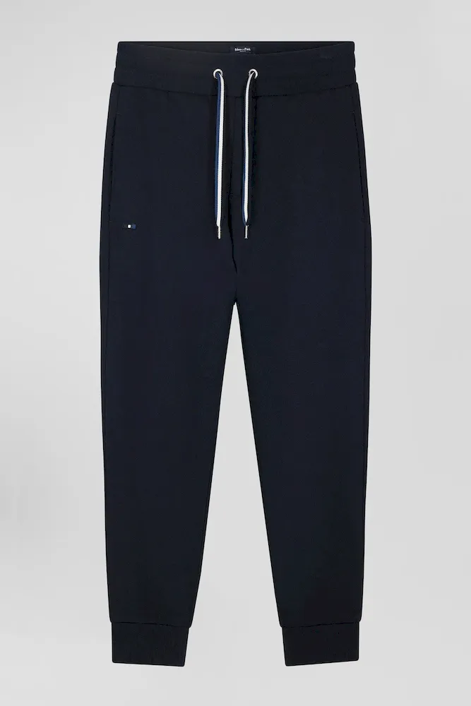 Pantalon Jogging En Molleton Gratté Bleu Marine Coupe Relaxed