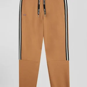 Alternative view of Pantalon jogging en coton mélangé camel galon rayé coupe Regular