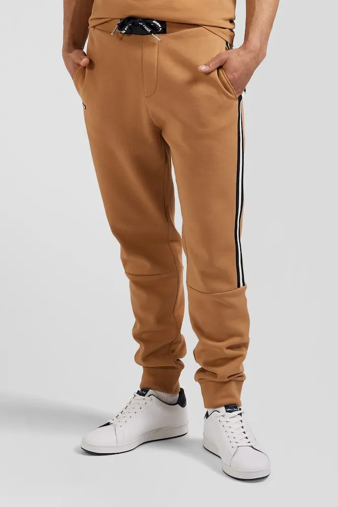 Pantalon jogging en coton mélangé camel galon rayé coupe Regular – Bild 3