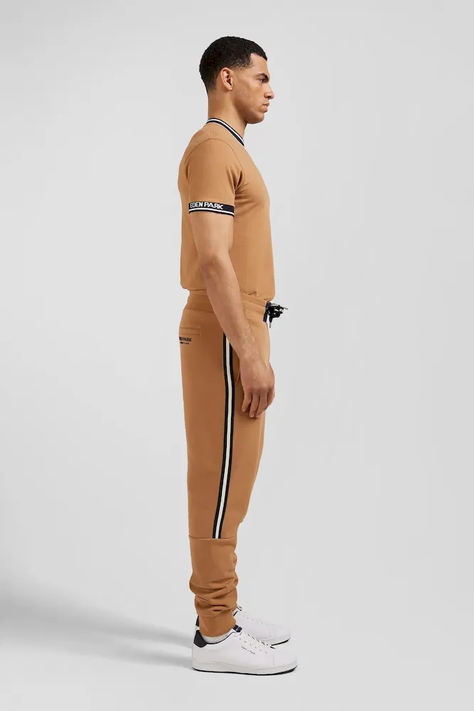 Pantalon jogging en coton mélangé camel galon rayé coupe Regular – Bild 5