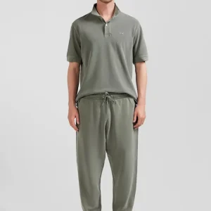 Jogging unisexe en molleton coton kaki surteint coupe Relaxed