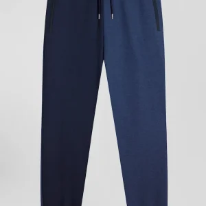 Alternative view of Pantalon jogging en coton mélangé bicolore bleu marine coupe Regular